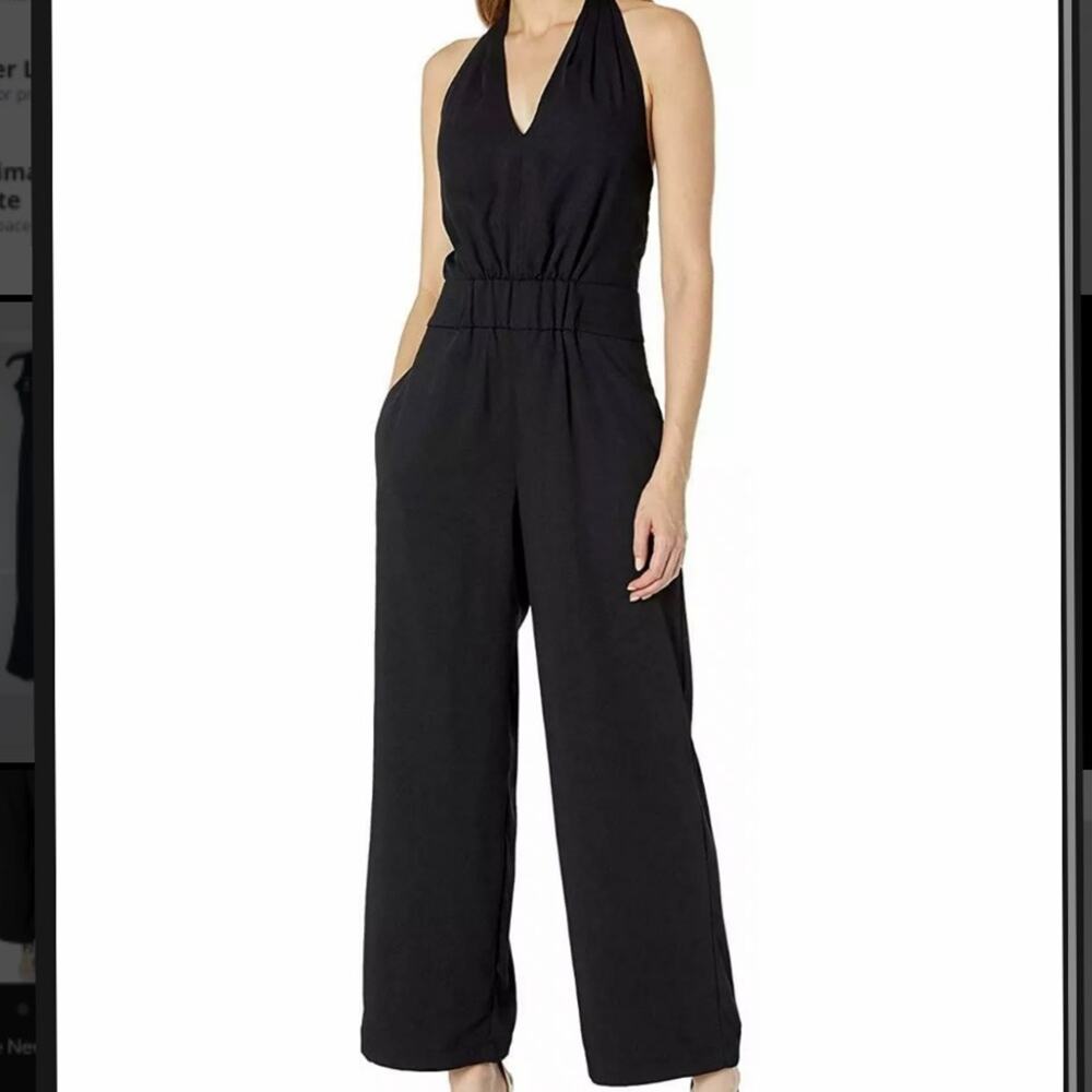 Kenneth Cole black halter jumpsuit with wide legs size 2